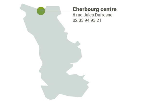Carte montrant l'emplacement d'Elancia Cherbourg Centre
